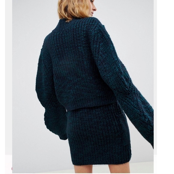 Asos set knit cropped sweater skirt cargo pockets - Picture 3 of 12